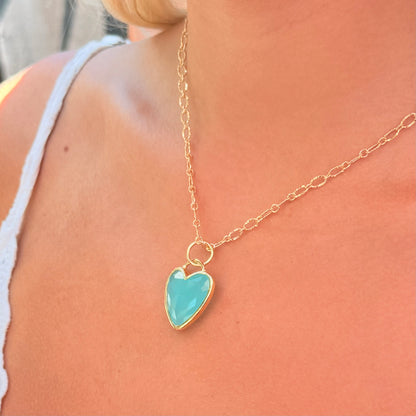Aqua Blue Heart Necklace