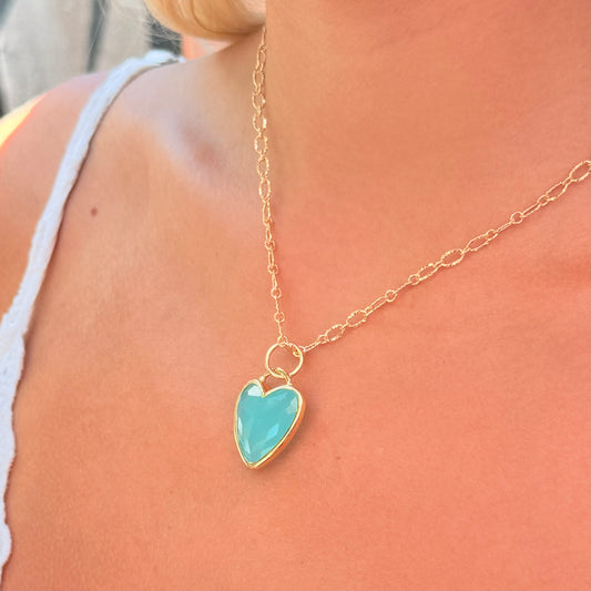 Aqua Blue Heart Necklace