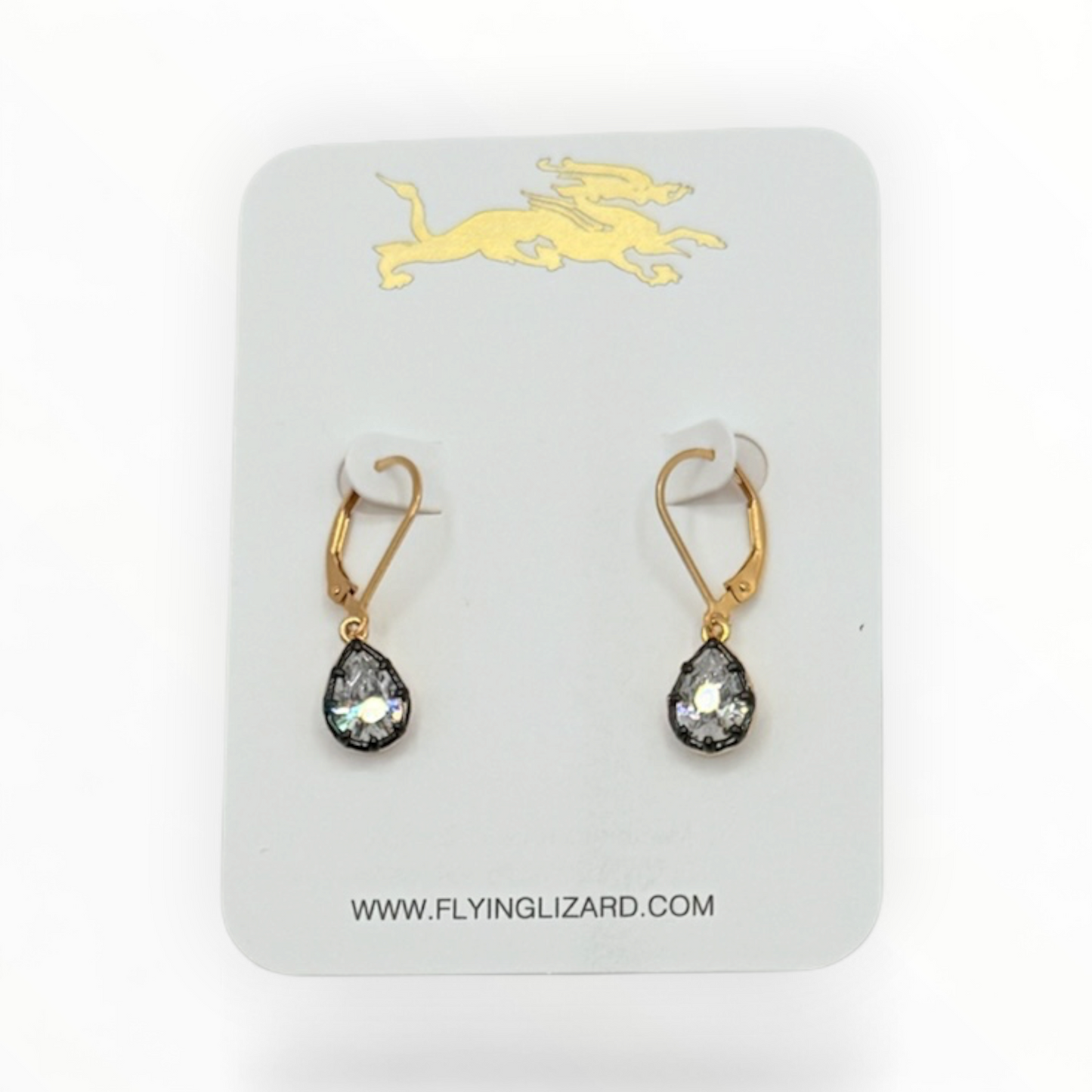 Vintage Black Prong Zircon Drop Earrings Round & Pear