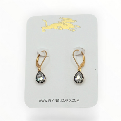 Vintage Black Prong Zircon Drop Earrings Round & Pear
