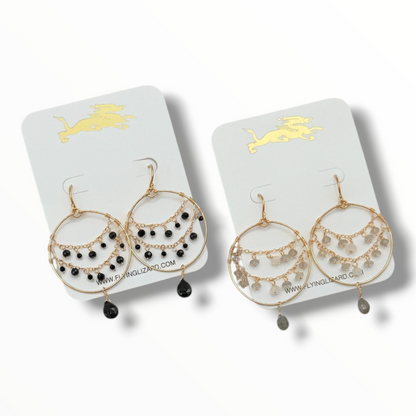 The Avalon Hoops Labradorite & Black Spinel