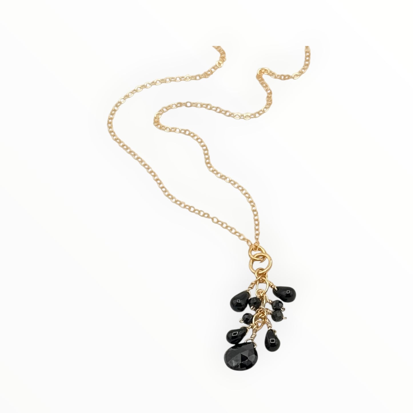 Black Spinel Cluster Necklace – 14K Gold Filled by Flying Lizard Design