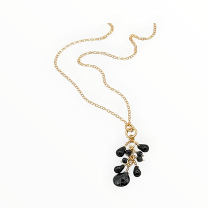 Black Spinel Cluster Necklace – 14K Gold Filled by Flying Lizard Design