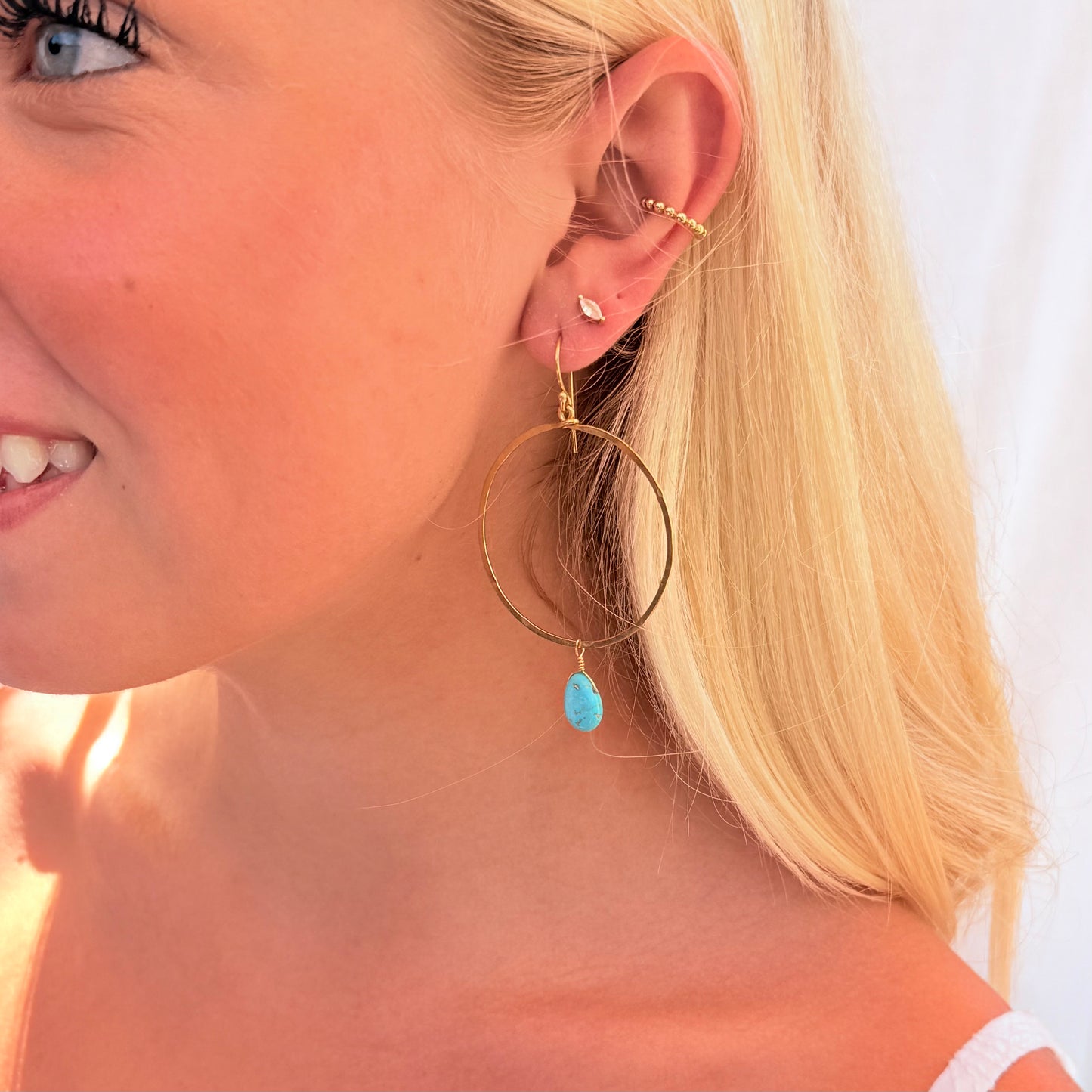 Turquoise Gold Hoops
