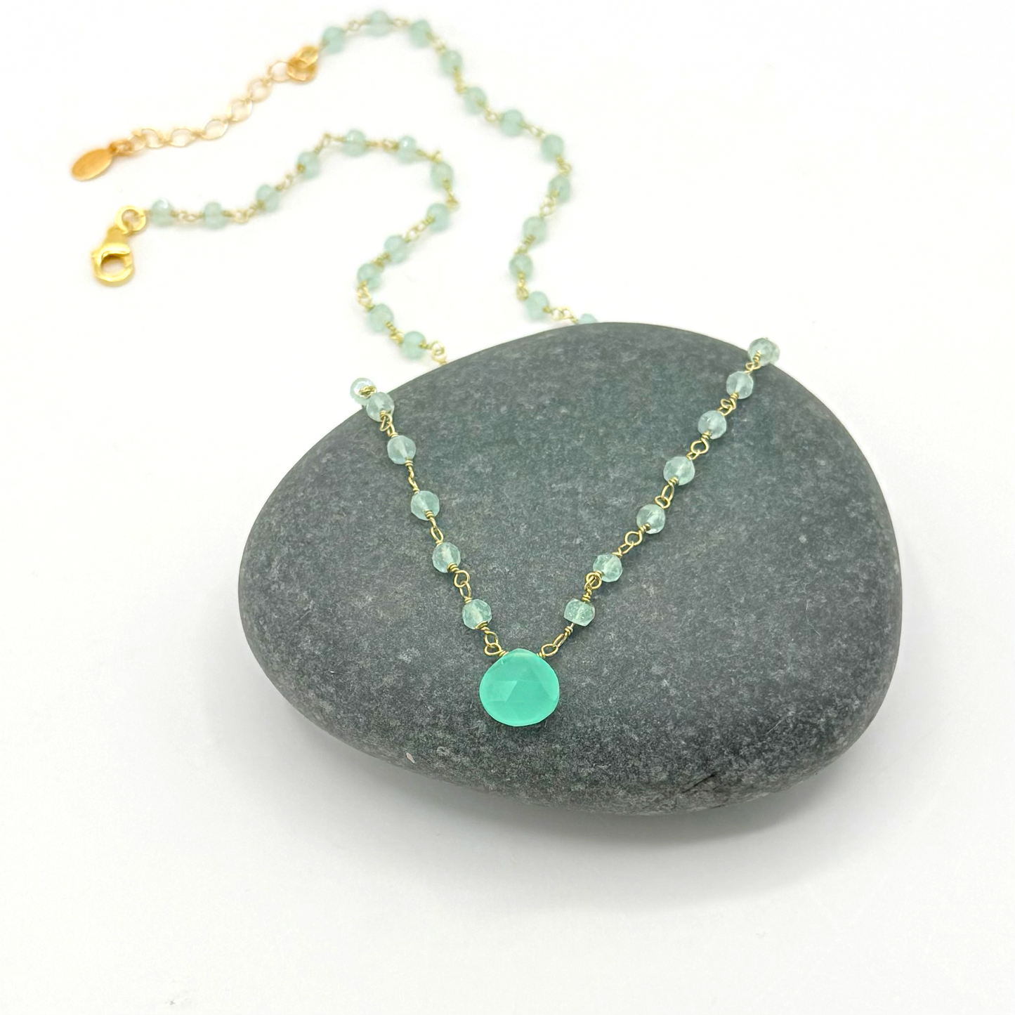 Mint Green Chalcedony Gemstone Necklace