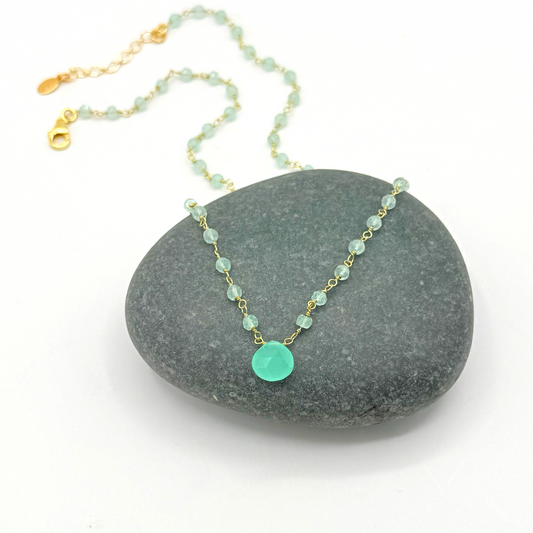 Mint Green Chalcedony Gemstone Necklace
