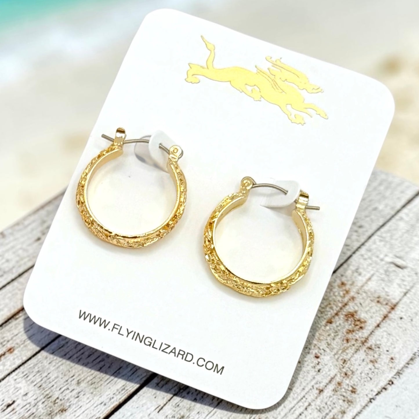 Textured Floral Hoop Earrings