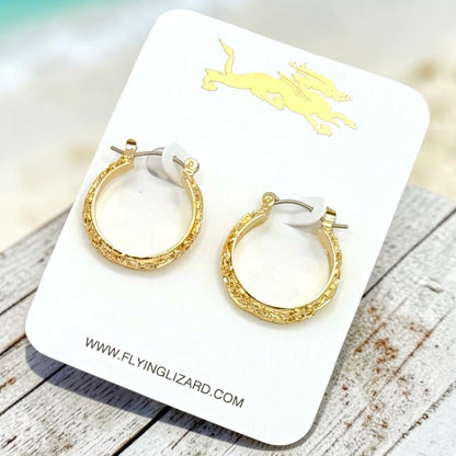 Textured Floral Hoop Earrings