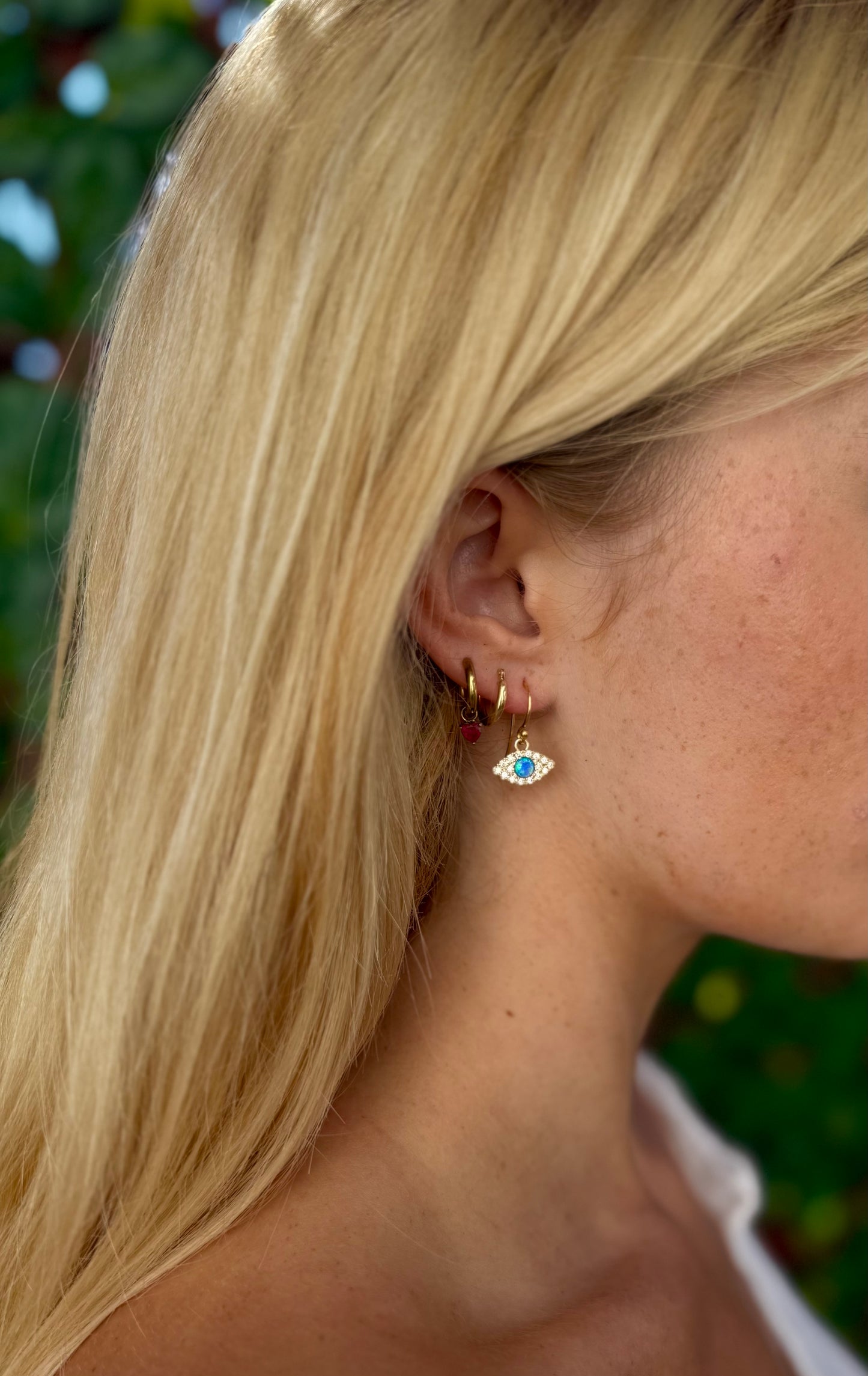 Evil Eye Opal Earrings