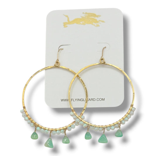 Ornate Opal Hoops