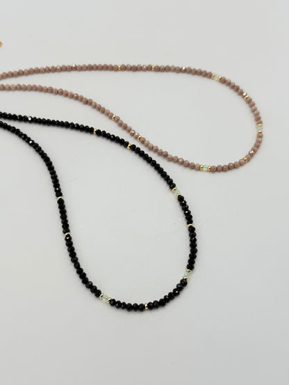 Black Spinel or Sand Quartz Chokers with Opal accents .