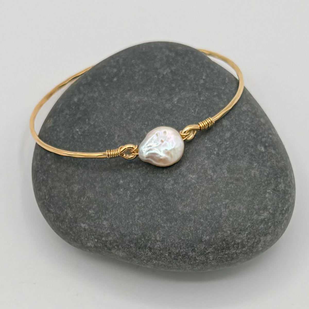 Purple/Pink , Blush and White Baroque Pearl Bangles – 18K Gold Vermeil | Artisan Pearl Bracelet