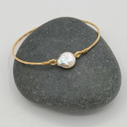 Purple/Pink , Blush and White Baroque Pearl Bangles – 18K Gold Vermeil | Artisan Pearl Bracelet
