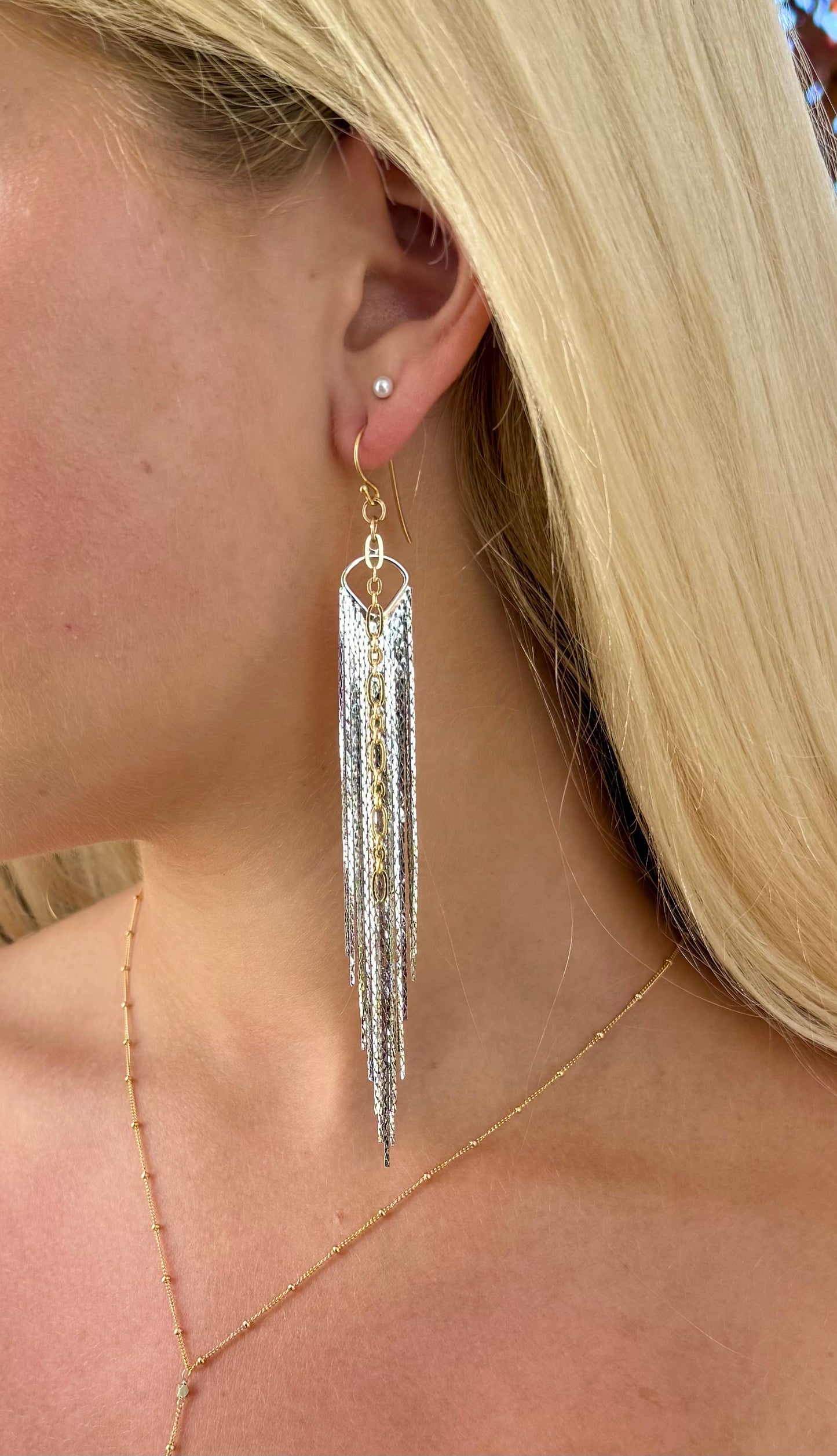 Lunar Metal Fringe Earrings