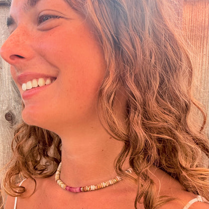 Beige Jasper & Pink Jade Choker Necklace