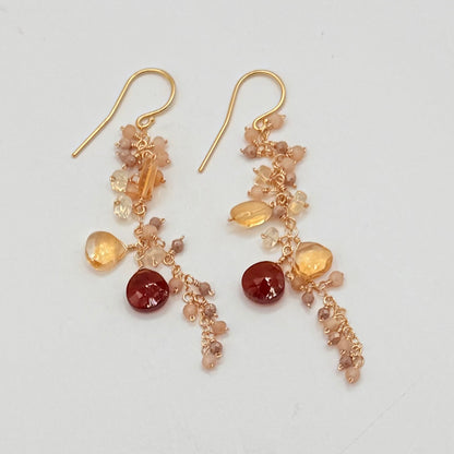 Opal, Citrine & Caramel Garnet Cluster Earrings