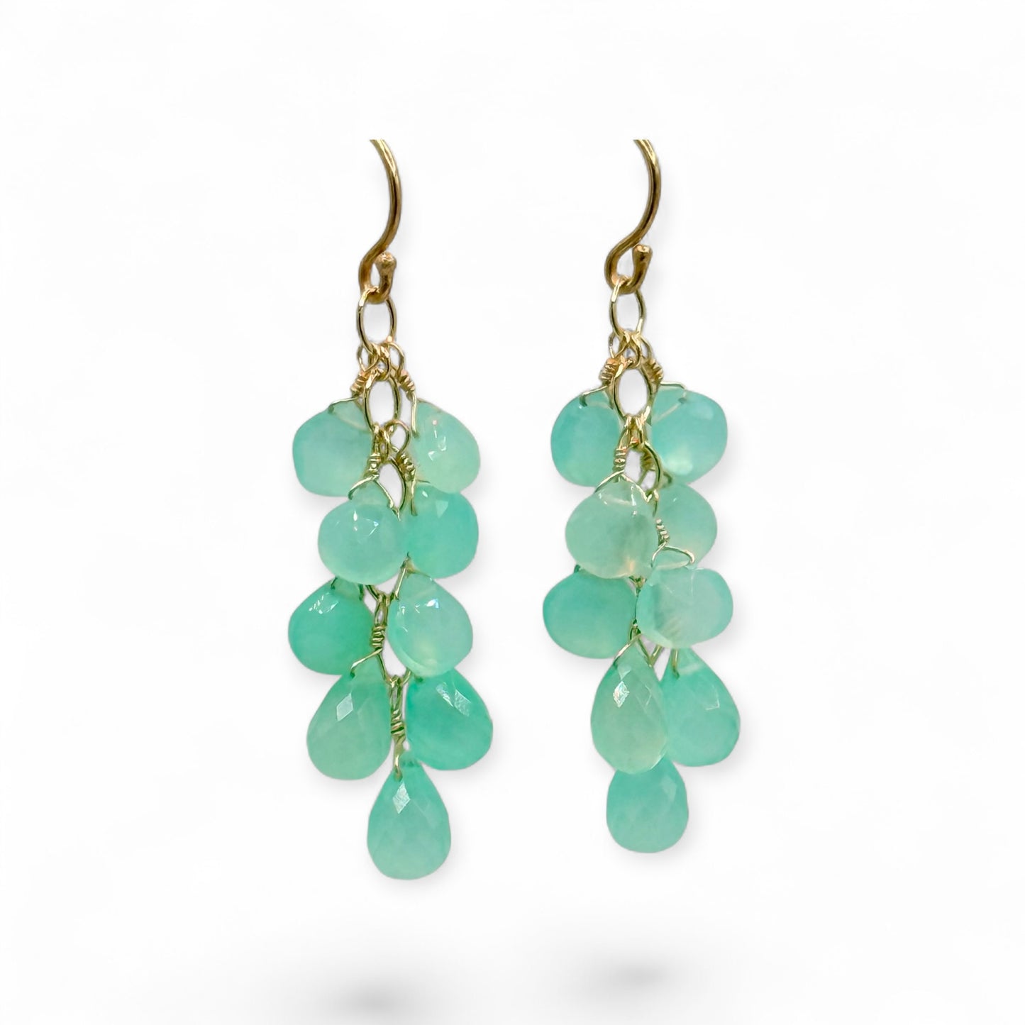 Aqua Chalcedony Cascade Earrings