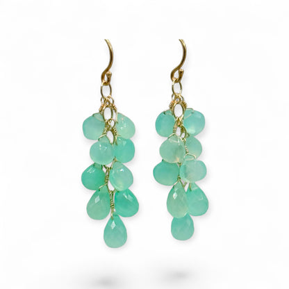 Aqua Chalcedony Cascade Earrings