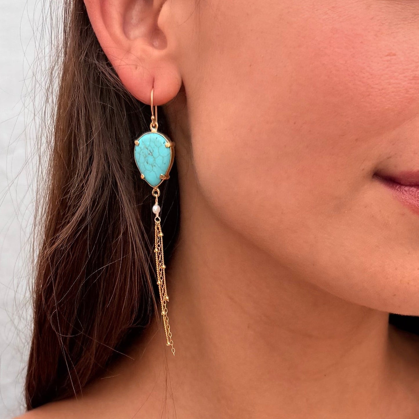 Turquoise Coast Gold Fringe Earrings