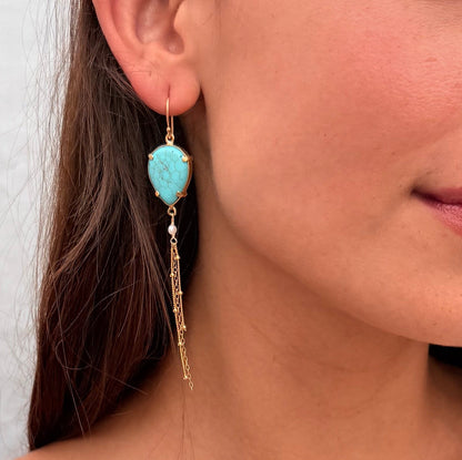 Turquoise Coast Gold Fringe Earrings