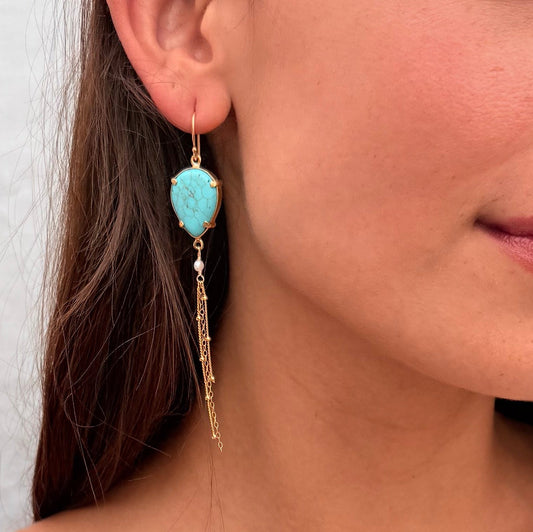 Turquoise Coast Gold Fringe Earrings