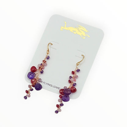 Ruby Amethyst Cluster Earrings