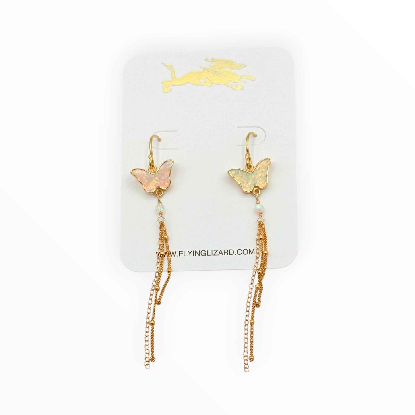 Jelly Opal Butterfly Tassel Earrings