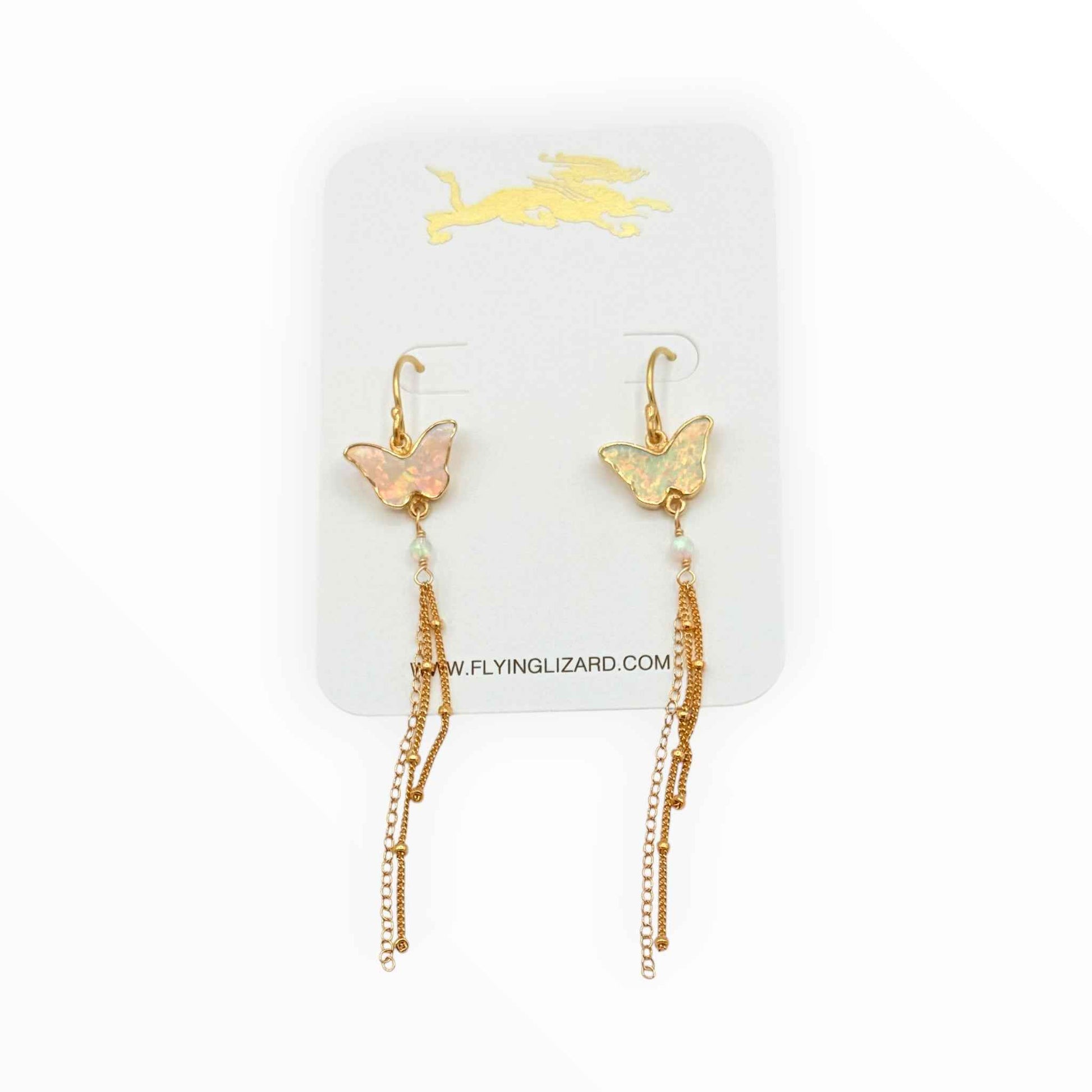Jelly Opal Butterfly Tassel Earrings