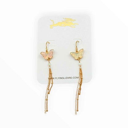 Jelly Opal Butterfly Tassel Earrings