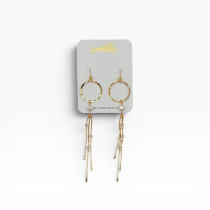 Mini Hoop Earrings with Gemstones & Gold Dangles