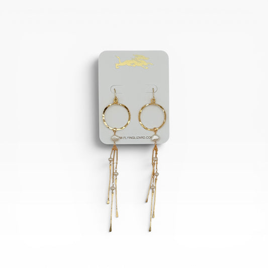 Mini Hoop Earrings with Gemstones & Gold Dangles