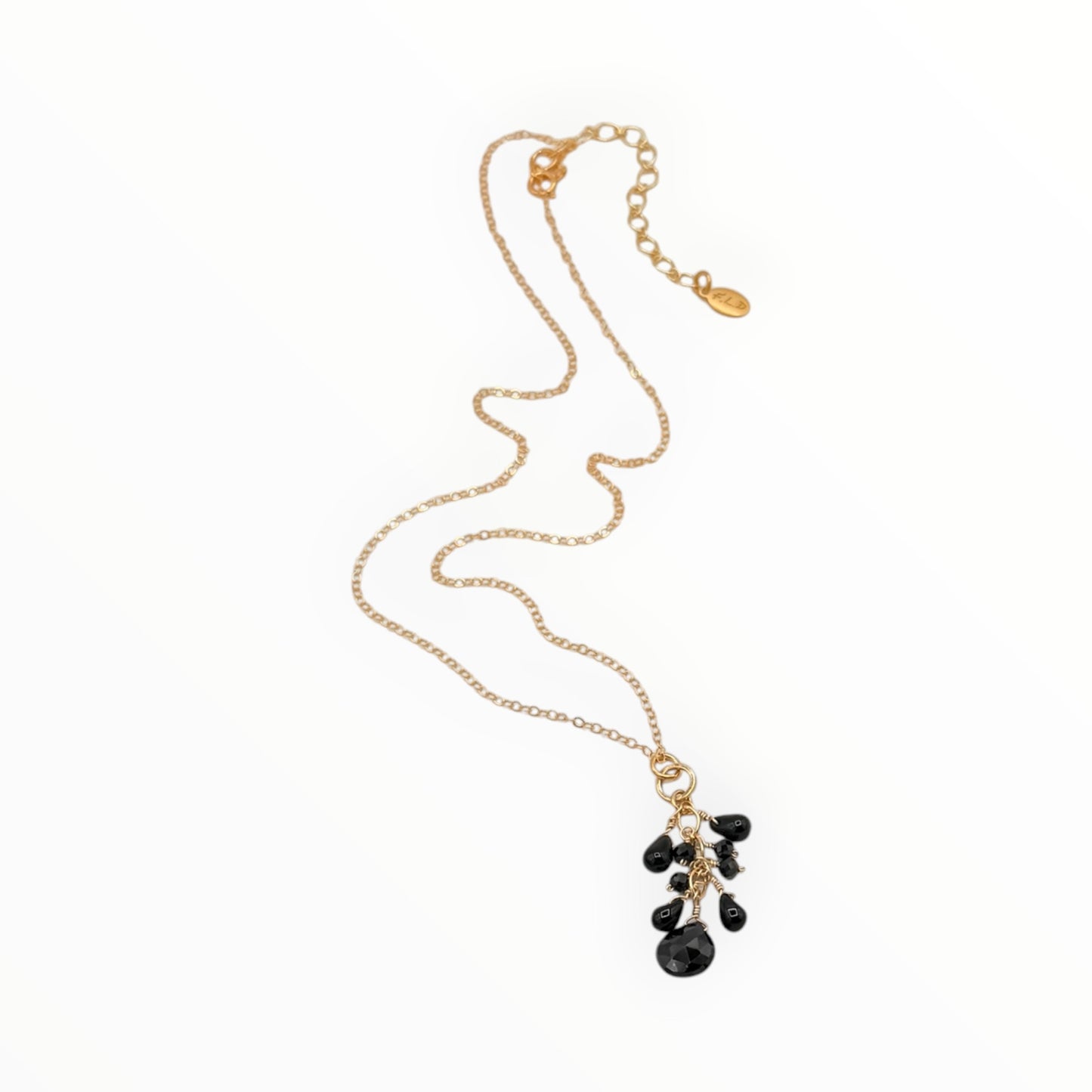 Black Spinel Cluster Necklace – 14K Gold Filled by Flying Lizard Design