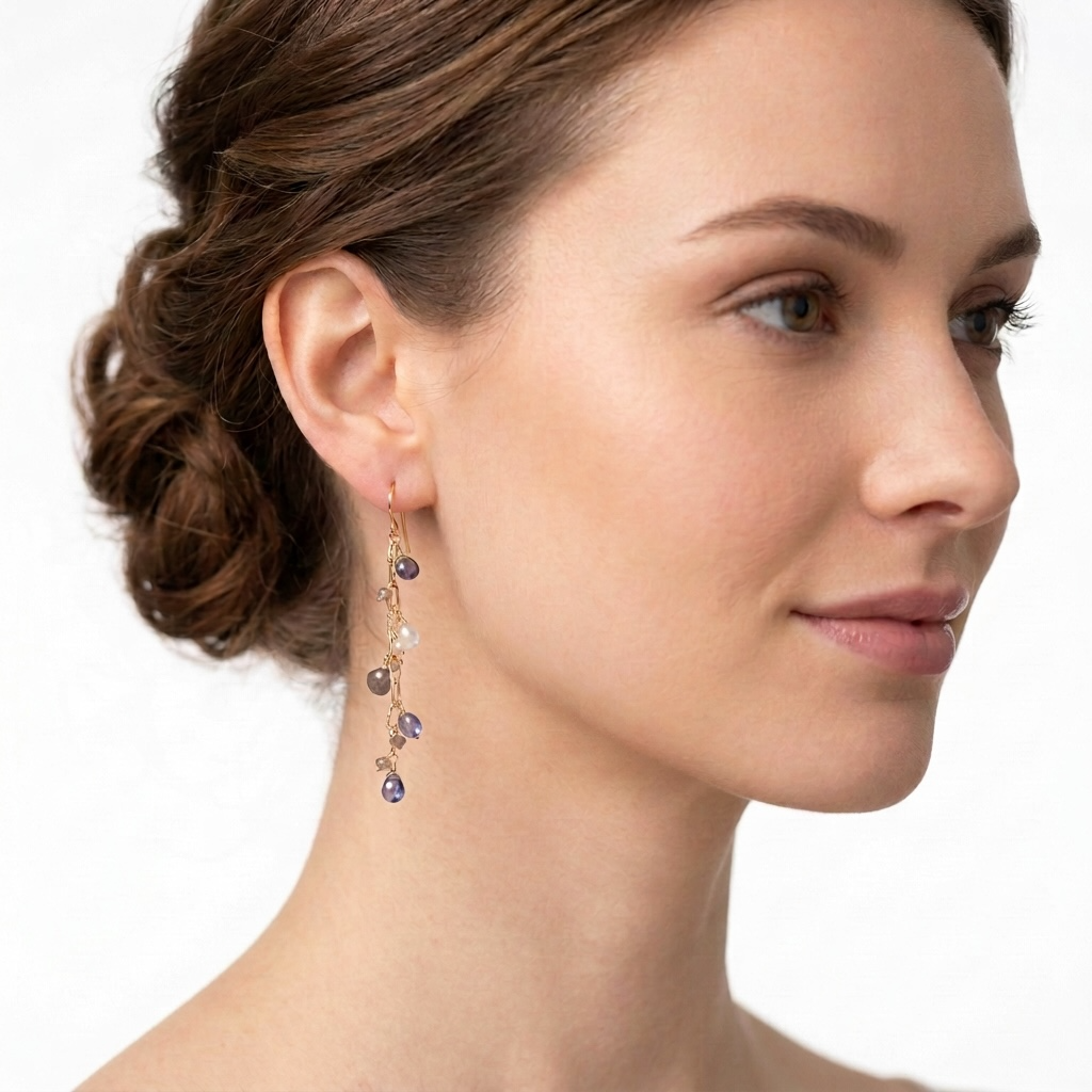 Gemstone Cascade Paperclip Earrings