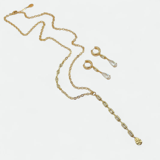 Gold Diamond Zircon 30” Lariat
