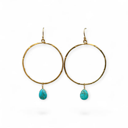 Turquoise Gold Hoops