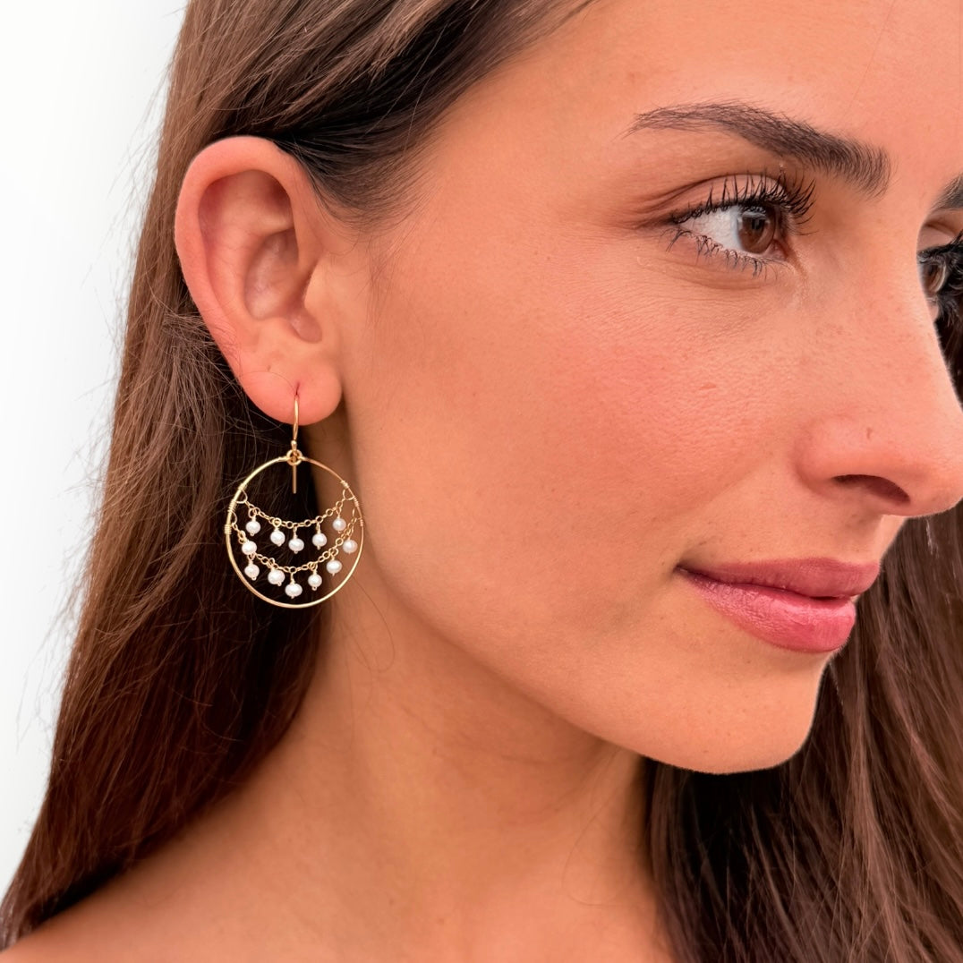 Pearl Draped Hoops