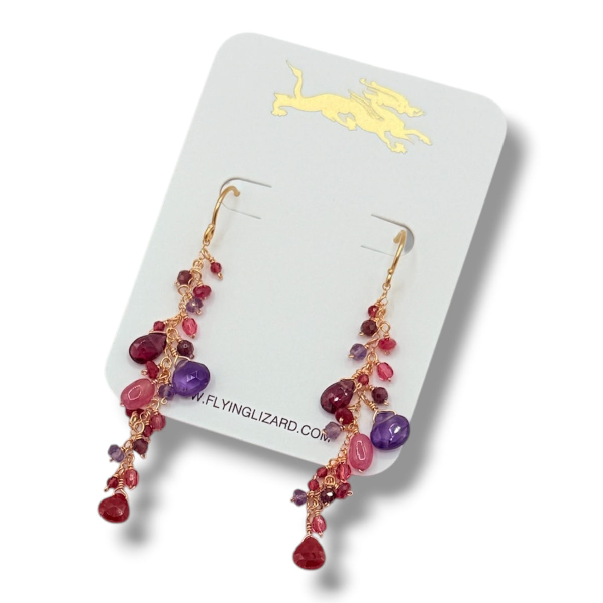 Jewel Tone Cluster Drop Earrings 14 k gf