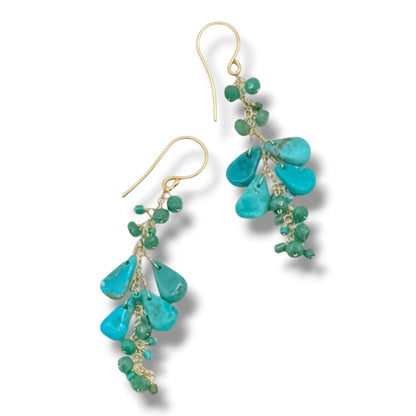 Turquoise & Emerald Cluster Earring
