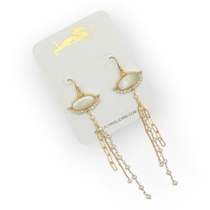 Tassel Fringe Mother of Pearl Earrings