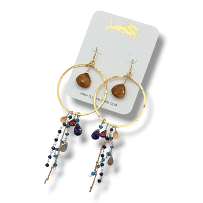 One-of-a-Kind Multi Gemstone Hoop Earrings