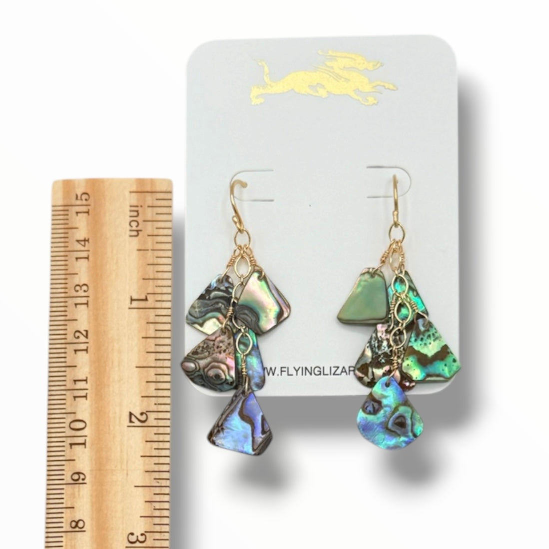 Ocean Mosaic – 14K Gold Filled Wire-Wrapped Abalone Earrings