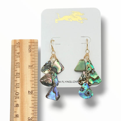 Ocean Mosaic – 14K Gold Filled Wire-Wrapped Abalone Earrings
