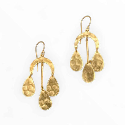 Hammered Gold Cascade Earrings