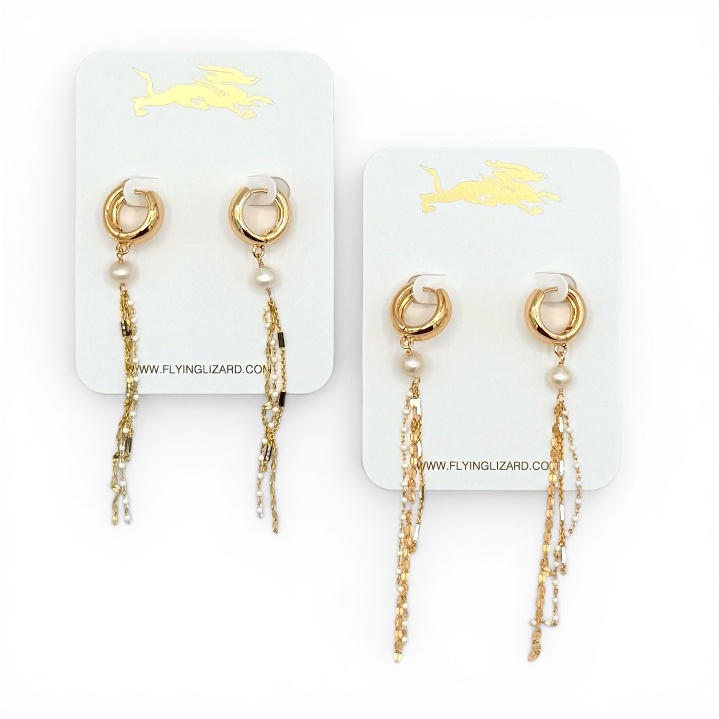 Delicate 14 k Gold Tassel Huggy Earrings