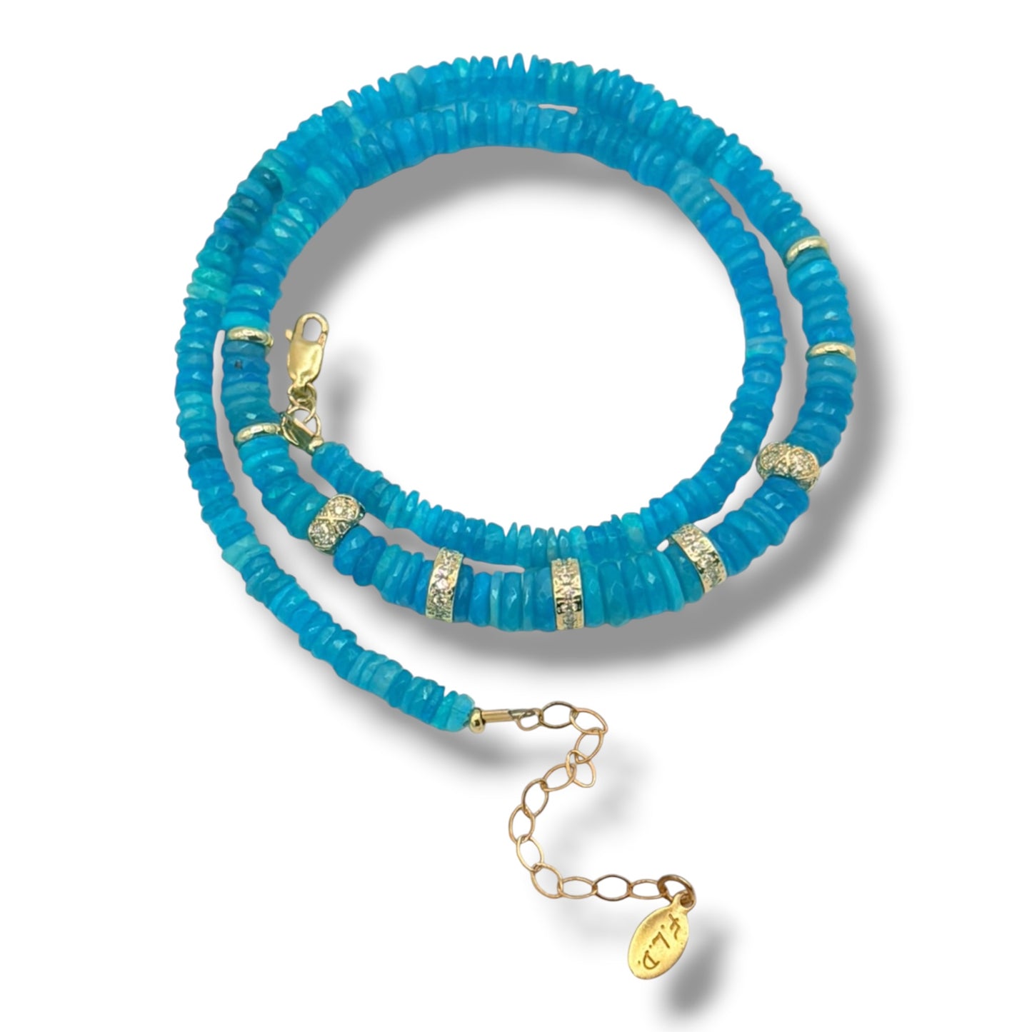 Blue Opal Heshe Cut Necklace