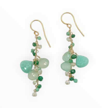 Amazonite, Emerald & Opal Cluster Earrings