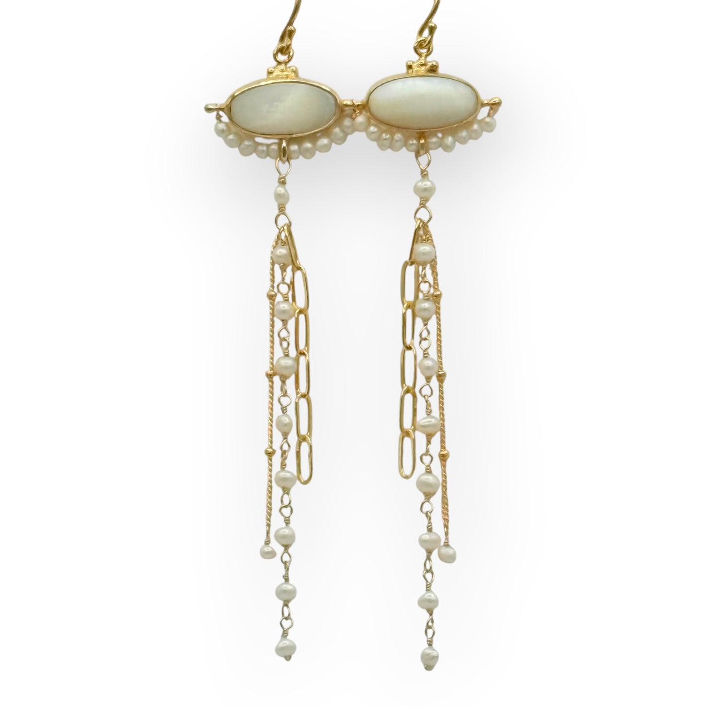 Tassel Fringe Mother of Pearl Earrings