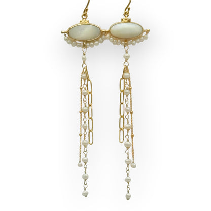 Tassel Fringe Mother of Pearl Earrings