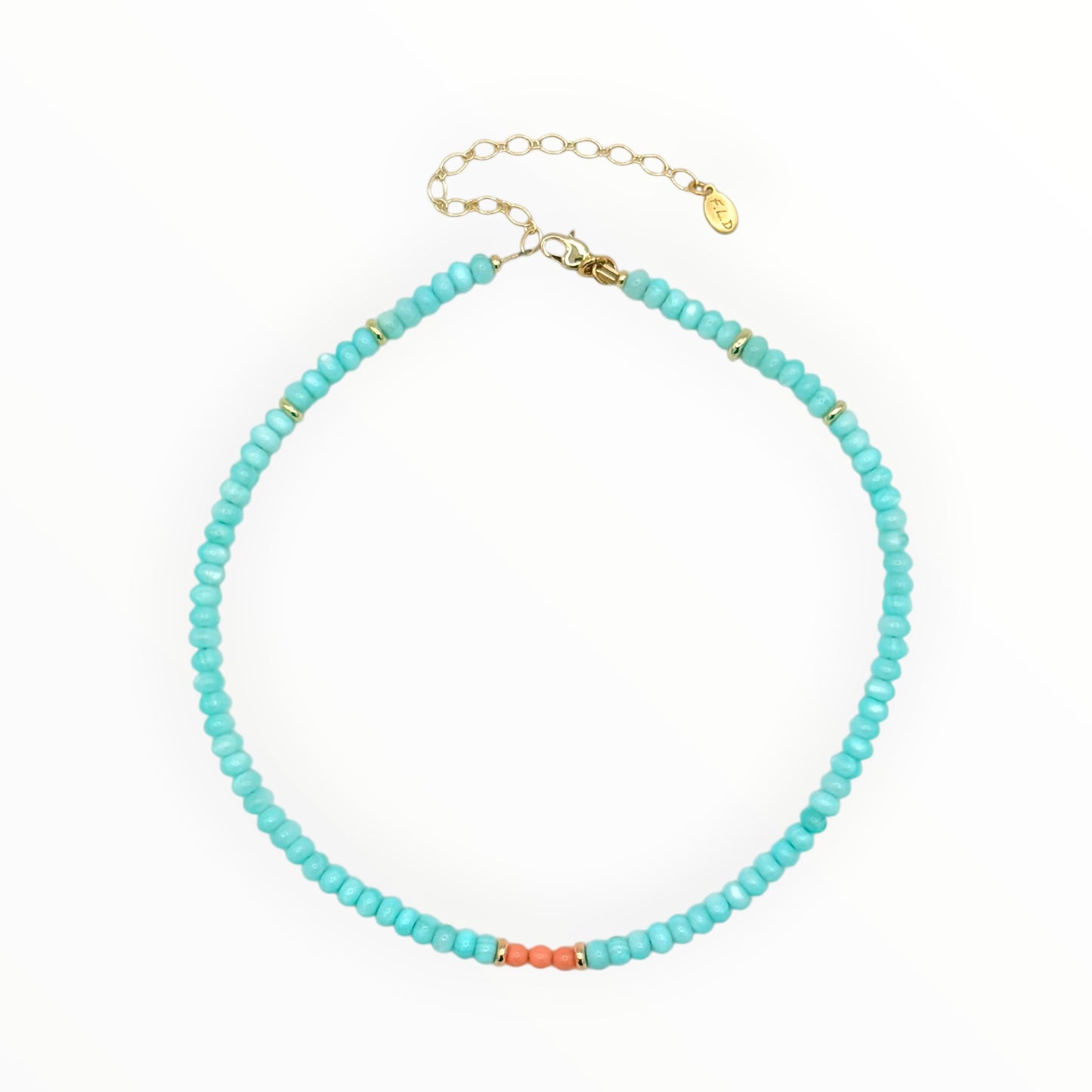 Adjustable Blue Shell Choker with Gold Accents
