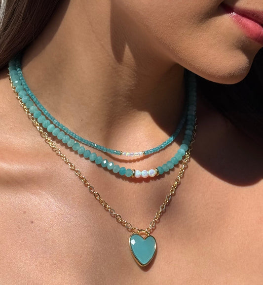 Aqua Blue Heart Necklace